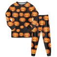 thumbnail image 4 of Kogui Halloween Pjs Kids 2-Piece Cute Ghost Pumpkin Print Soft Sleepwear Set Long Sleeve Kids Pjs Size 8-9 (Black,8-9 Years), 4 of 7