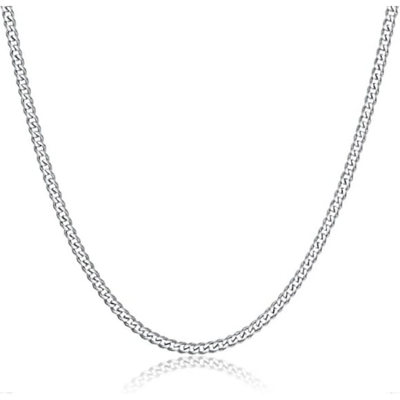 4mm Silver Chain for Men, Cuban Link Chain for Men in Stainless Steel Silver Chain for Men & Women, Boys Chains Necklace 80cm DUV