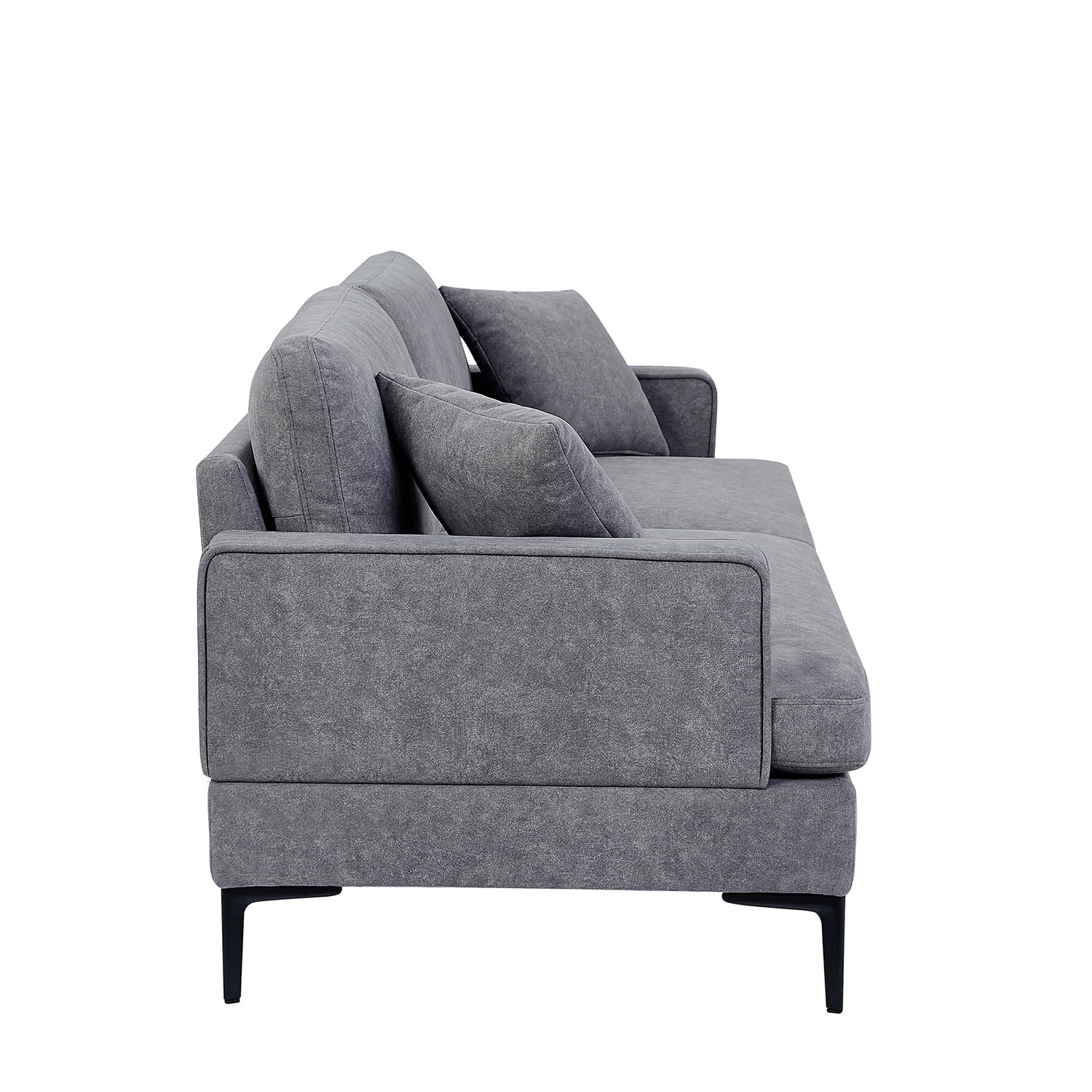 Kadyn Upholstered Modern Loveseat Sofa, Couches with Metal Legs and 2 Pillows, Sofa Couches for Small Spaces, Grey