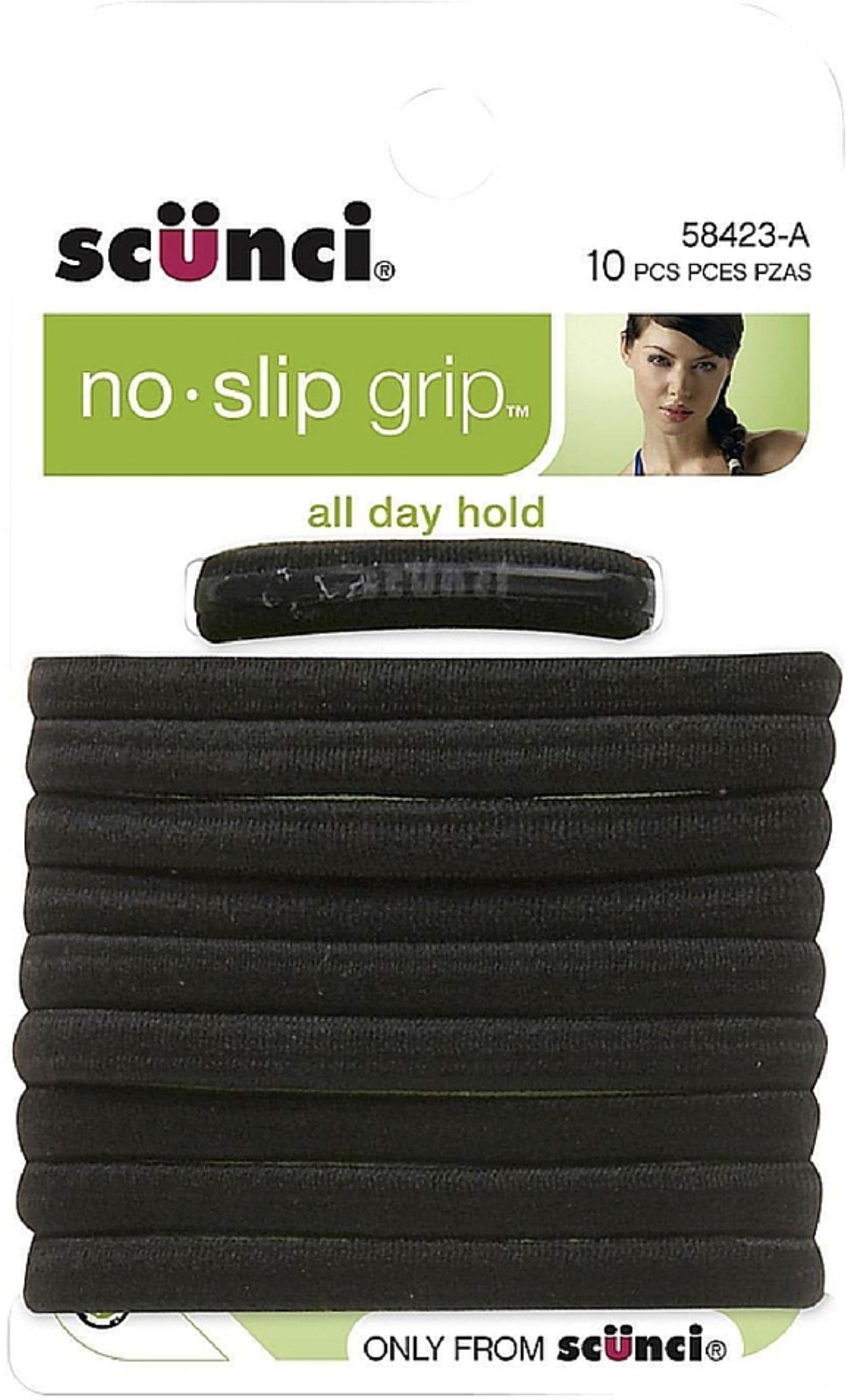 Scunci No Slip Elastic Hair Bands, Black 10 Ea (Pack of 2)
