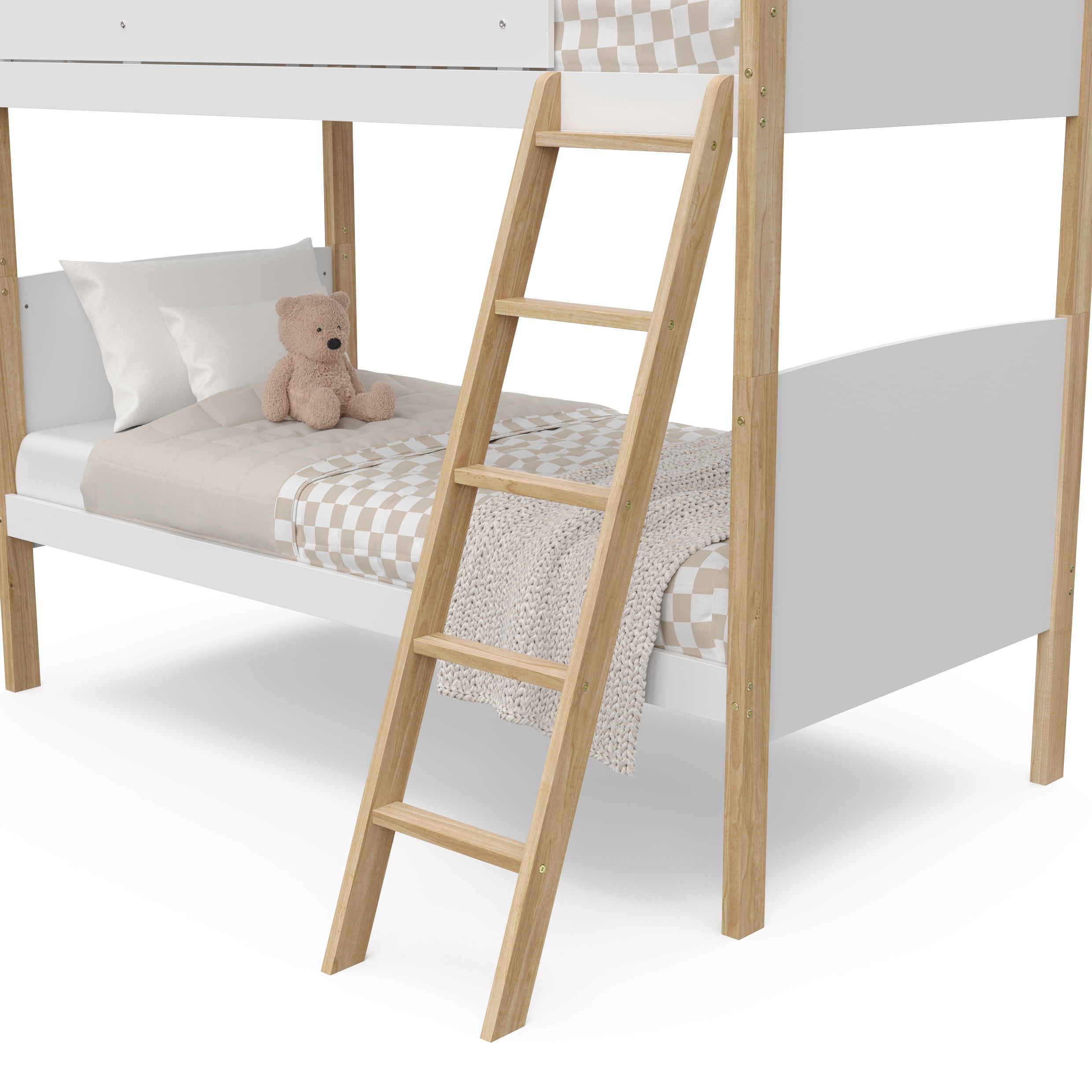 Storkcraft Next Delray Twin-over-Twin Bunk Bed, White with Natural
