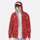 thumbnail image 2 of Fotbe Red Paisley Floral Chaqueta con Protección Solar UPF 50+ para Hombre y Mujer, Camisa con Capucha y Bolsillos-Small, 2 of 7