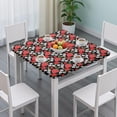 thumbnail image 3 of Red Strawberry Plants Flower Black Pattern Square Fitted Tablecloth with Elastic Edge,Square Table Cover,Washable Elastic Table Cover for Home Kitchen Party Decor 36"x36", 3 of 6