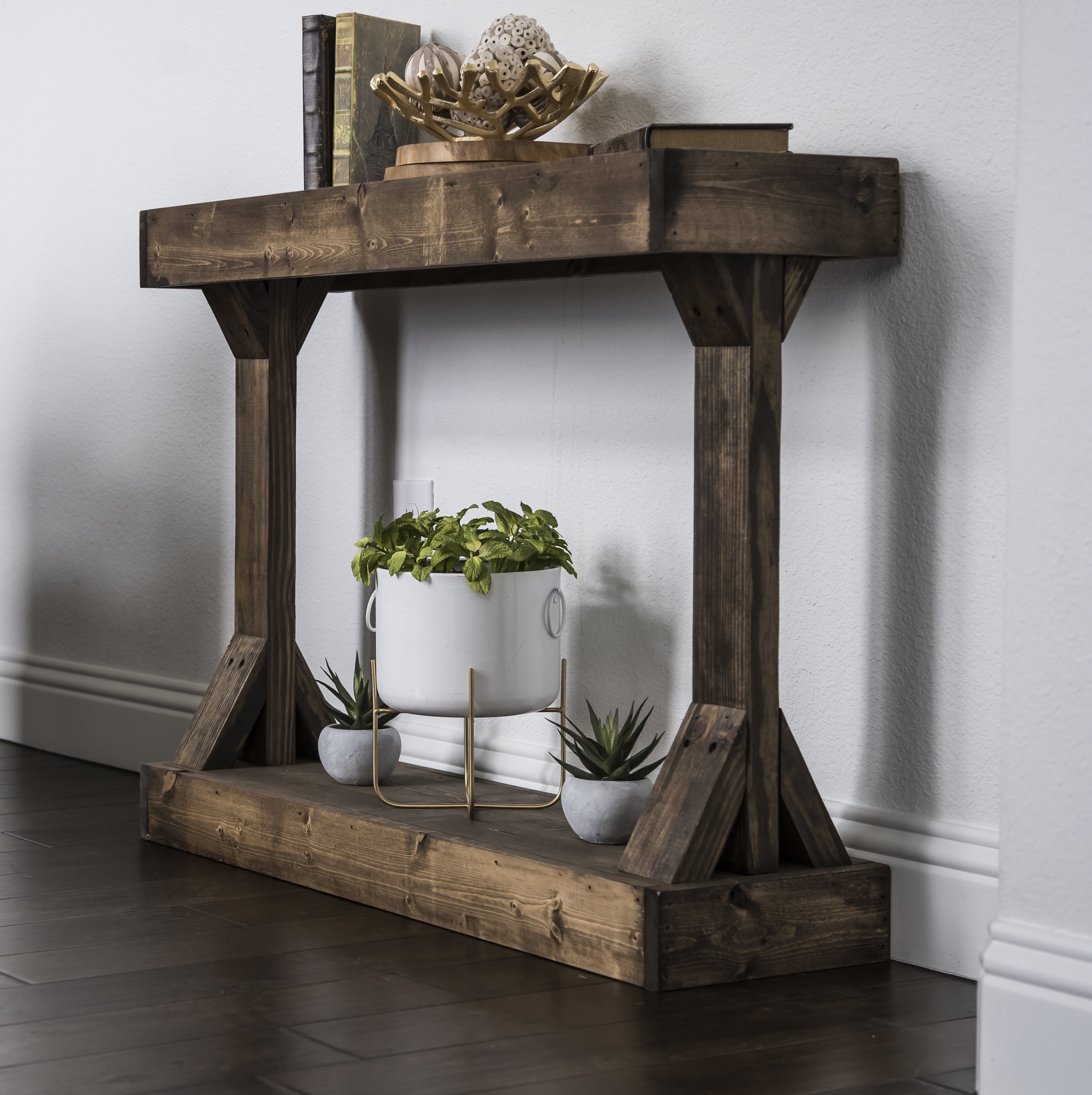 small wood console table