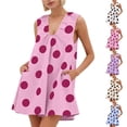 thumbnail image 1 of Mceream Dresses for Women Plus Size with Pockets Casual A Line Flowy Tank Dresses Summer Floral Sleeveless V Neck Ruffled Hem Party Ruched Short Dress Pink S, 1 of 9