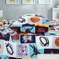 thumbnail image 3 of Chezmoi Collection 3-Piece Kids/Teens My Sports Sheet Set - Soft Microfiber Navy Blue Gray Orange White Printed Basketball Baseball Football Soccer Fun Kids Sheets, Twin Size, 3 of 9