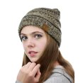 thumbnail image 2 of NYfashion101 Exclusive Unisex Two Tone Warm Cable Knit Thick Slouch Beanie Cap - Taupe/Bk/Gy, 2 of 4
