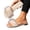 Beige, variant on Women's Furry Slides Fluffy Slippers Cute Open Toe Sandals House Slides on Flats Black 9
