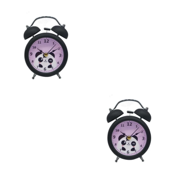 Reloj despertador Bewildely Metal 3 pulgadas campana doble hogar dibujos animados silencioso niños niñas Negro 2Conjunto