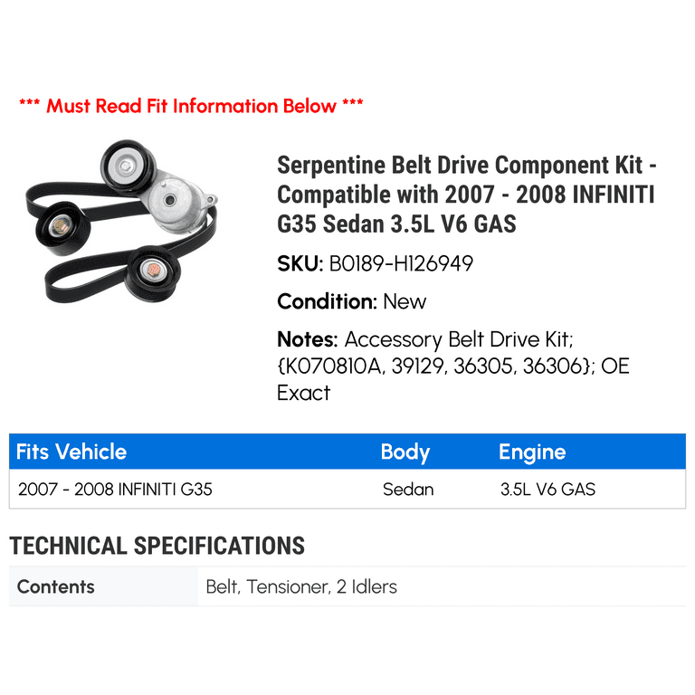 G35 serpentine cheap belt
