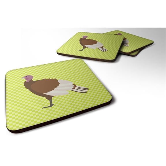 Bourbon Red Turkey Hen Green Foam Coaster, Set of 4
