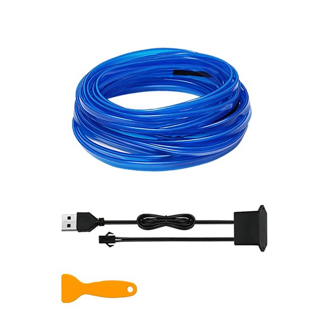 Riwesomey Tira de luces LED de plástico para automóviles, 5V, resistente al agua, 5M, interfaz USB colorida, lámpara de ambiente decorativa para Bombillas para automóviles Azul