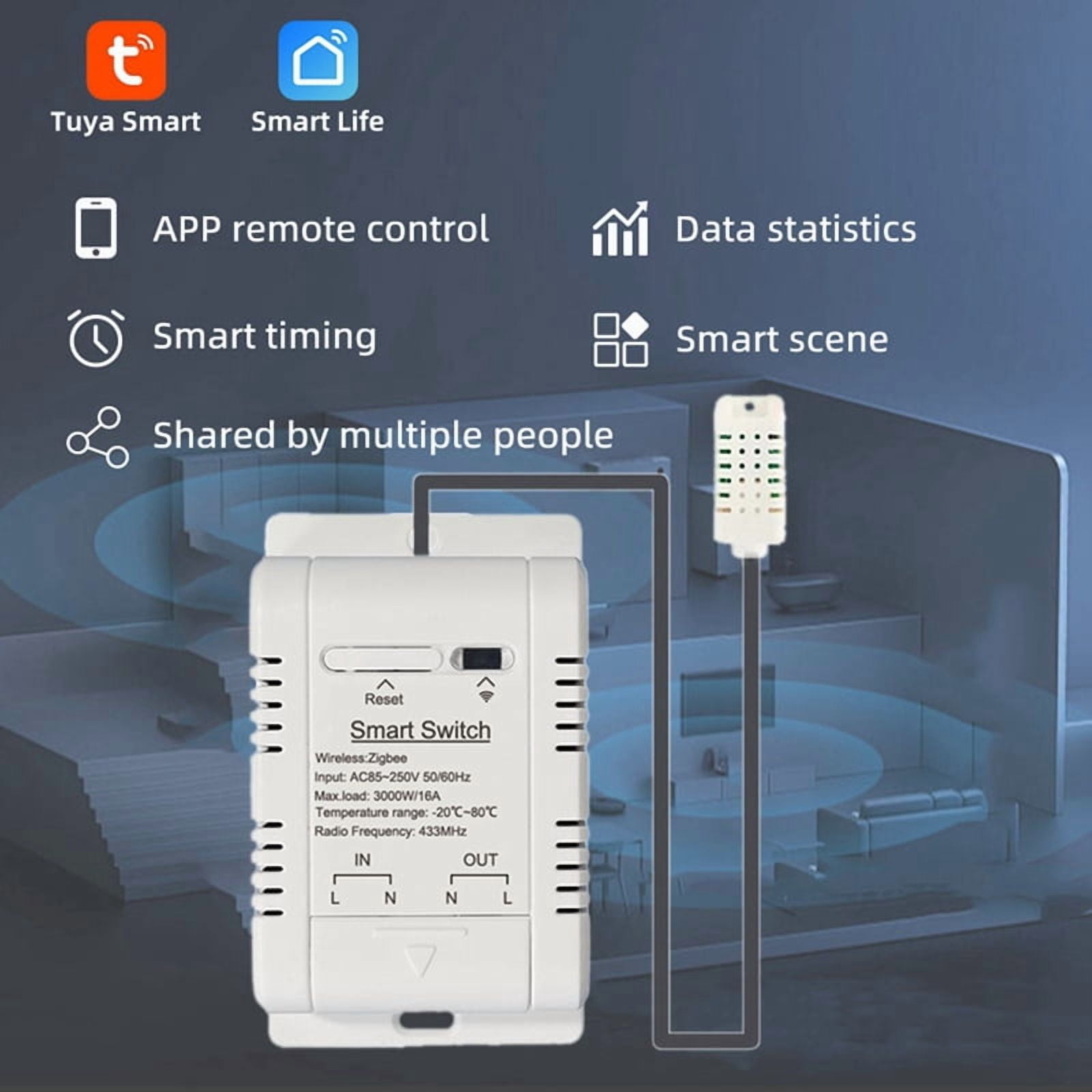 Tuya Zigbee Temperature and Humidity Switch 16A Smart Wireless Thermostat with 1M Sensor Supports Voice Control
