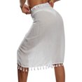 thumbnail image 4 of asdoklhq Plus Size Swimsuit Clearance Under $10,Women Solid Color Tassel Beach Wrap Sarong Cover Up Chiffon Swimsuit Wrap Skirts, 4 of 4