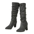 thumbnail image 5 of Wowcloth Women's Suede Knee High Boots - Chunky Heel Mid Height Winter Fashion with Casual Versatile Outfit Edgy Style, 5 of 9