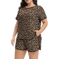 thumbnail image 5 of Cueply Women’s Plus Size Pajama Set Short Sleeve Sleepwear Loungewear 2 Piece Soft Top & Drawstring Shorts with Pockets, 5 of 8