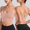 thumbnail image 2 of Yammkia Womens Sports Bra Womens Seamless Ribbed Longline High Neck Sports Bra Racerback Padded Slim Fit Crop Tank Top with Built in Pads (Light Pink,XXXL), 2 of 4