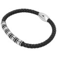 thumbnail image 3 of Pulsera Para Hombre, Hermosa Pulsera Trenzada De Metal, Pulsera De Cuero PU De Acero Inoxidable Para Amigo Para Fiestas De Baile EOTVIA Men Bracelet, 3 of 8