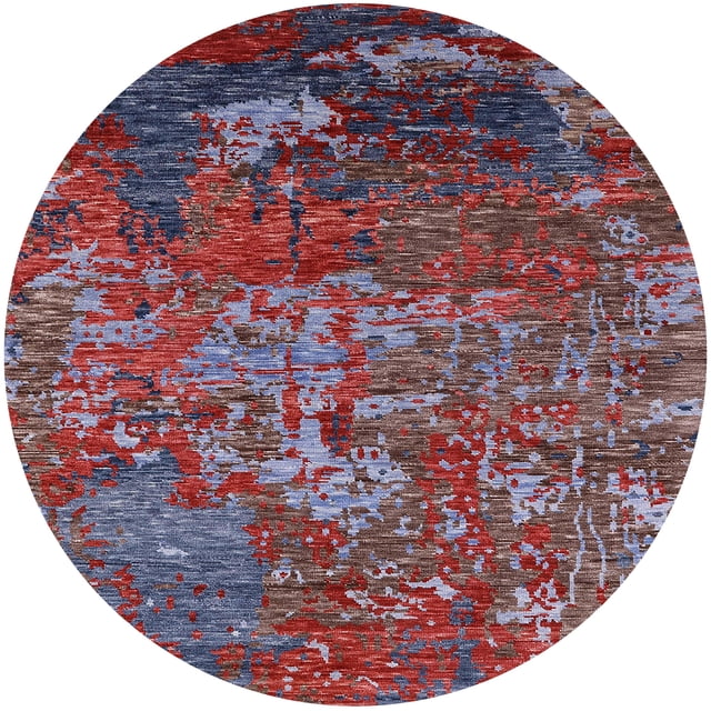 Ahgly Company Tapis d'Intérieur Rond Mi-Siècle Moderne Rouge Brique Oriental, 3 Pieds Rond