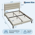 thumbnail image 4 of Modern Upholstered Platform Bed Frame with Headboard, Ergonomic Design, Strong Wood Slats, 6.3" Underbed Storage, Noise-Free, No Box Spring Required, Simple Assembly – Bedroom, Dorm, Guest Room, 4 of 10