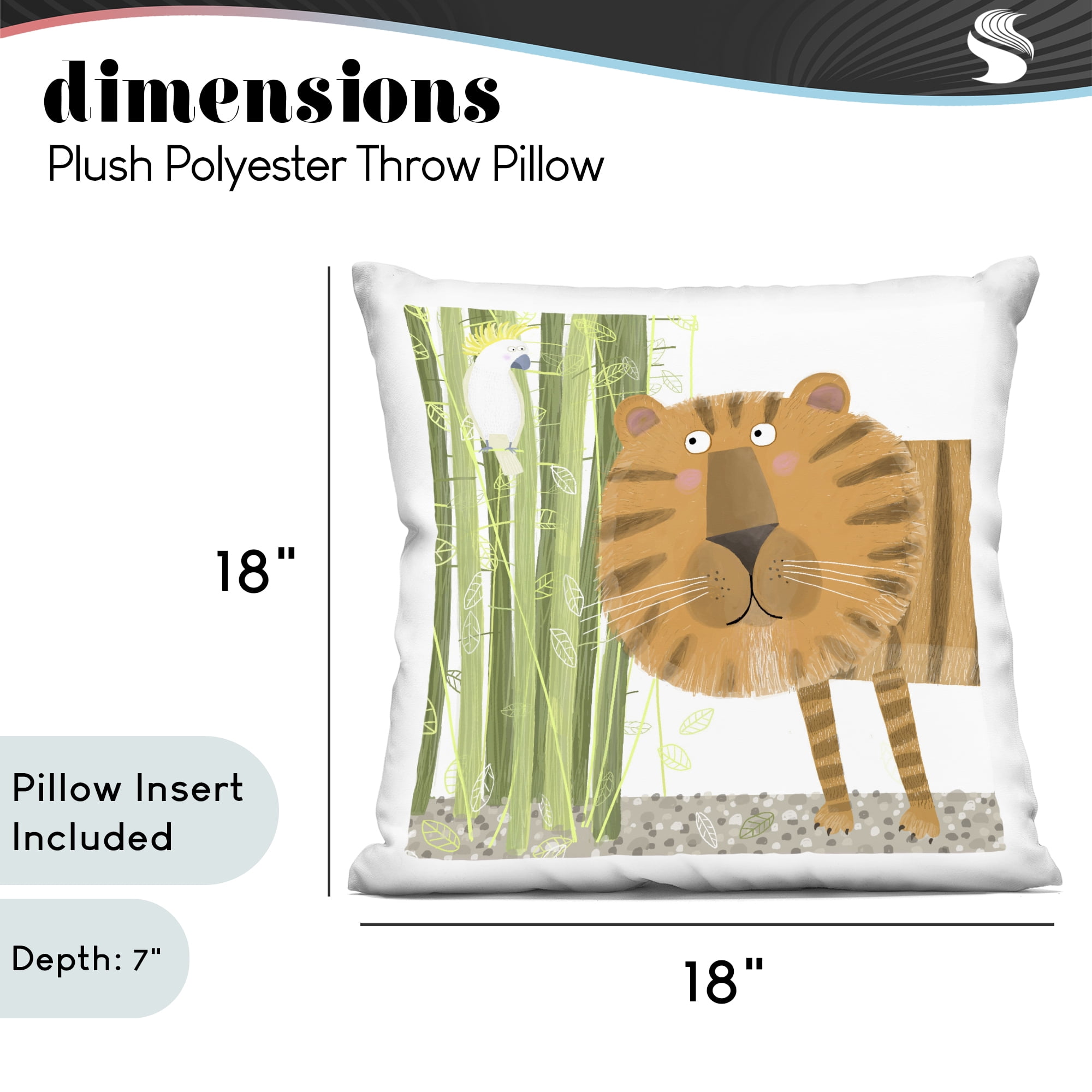 Stupell Industries Bamboo Trees & Tiger Decorative Printed Throw Pillow, design by Carla Daly, 18 x 7 x 18