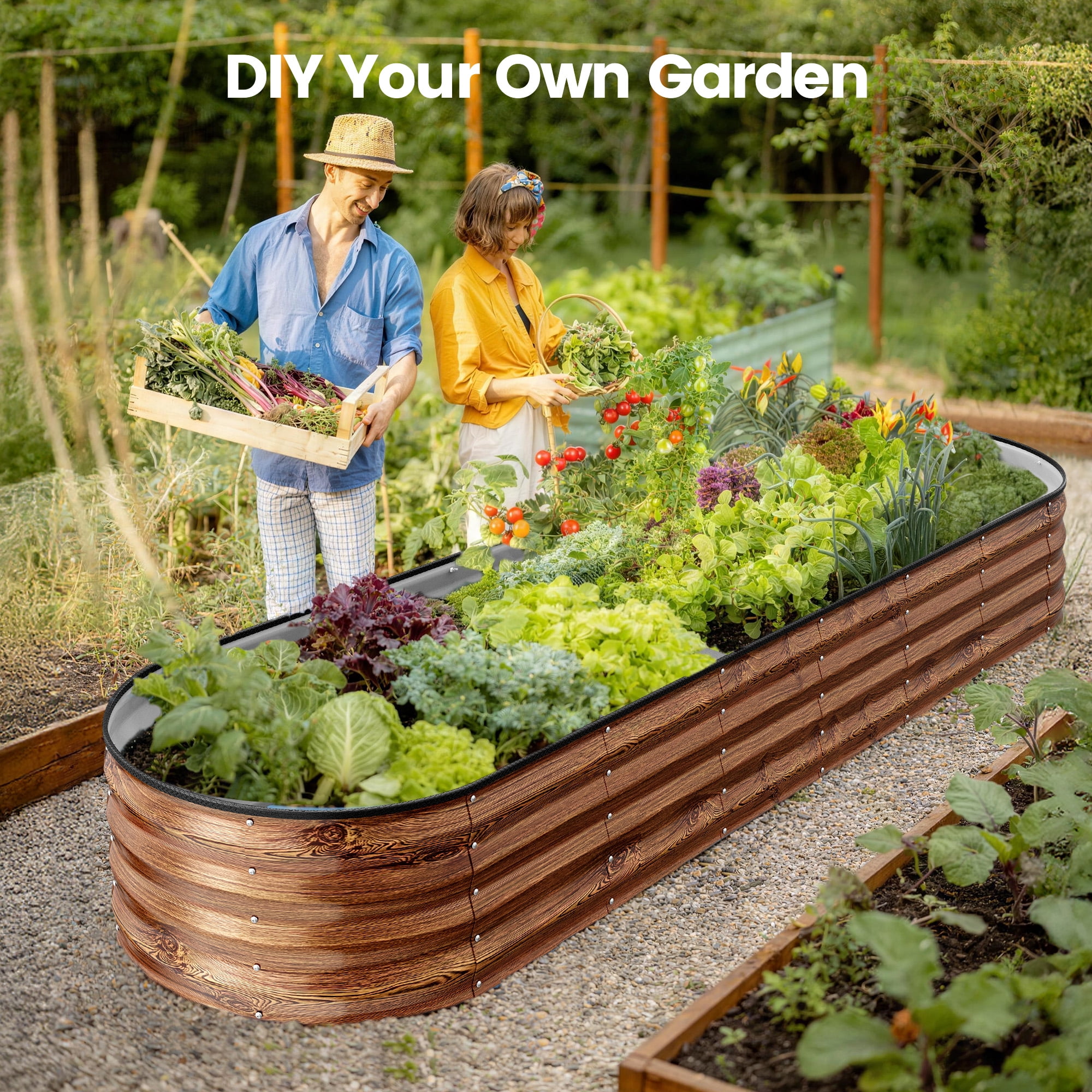 GVDV Raised Garden Bed Outdoor, 8x2x1ft Backyard Large Metal