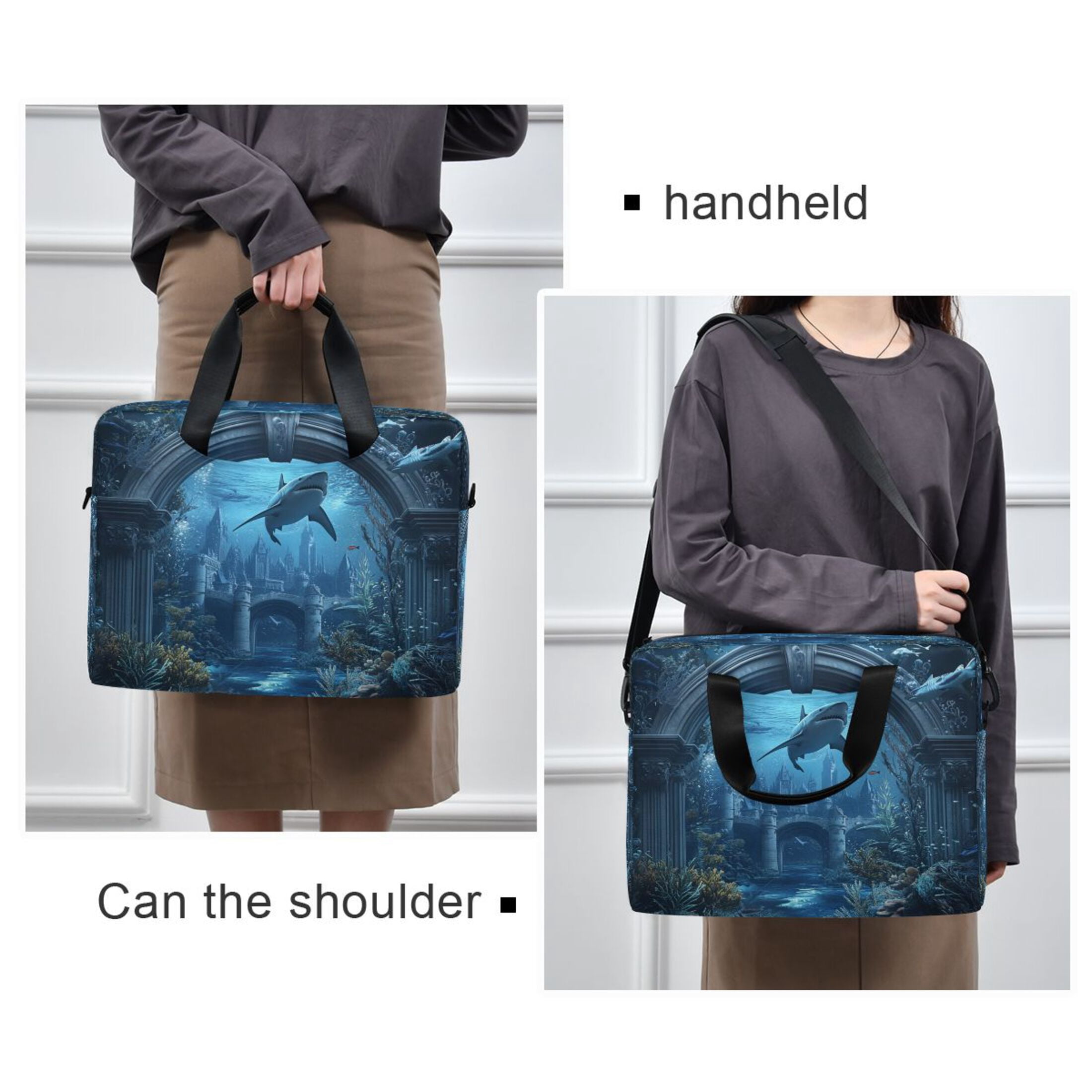 16" Laptop Tote Bag Laptop Sleeve Case Computer Briefcase for Work & Travel Undersea Fantasy World