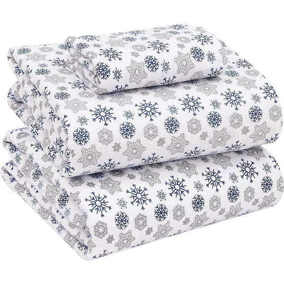 Ruvanti Flannel Sheets Twin Size - 100% Cotton Brushed Bed Sheet Sets - Deep Pockets 16 inches (Fits up to 18") - All Seasons Breathable & Super Soft - Warm & Cozy - 3 Pcs - Snow Flake Grey