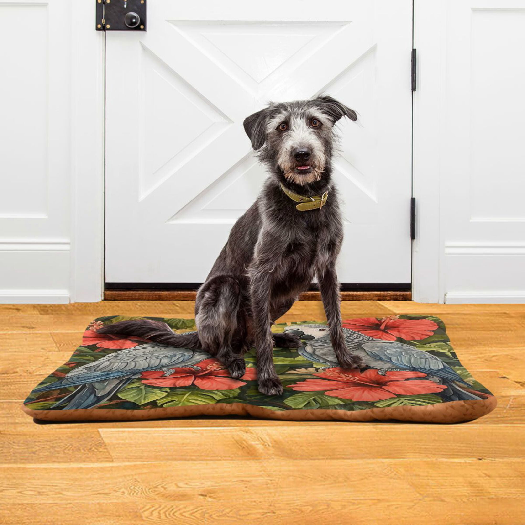 Qxltty Two Playful Gray Parrots Ped Pad Wear-resistant and Hard to Bite Through Sleeping Pad for Small Medium Large Dogs Winter Pet Bed 36×24in
