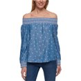 thumbnail image 1 of Tommy Hilfiger Blusa con hombros descubiertos para mujer, azul, grande Tommy Hilfiger fuera del hombro, 1 of 1