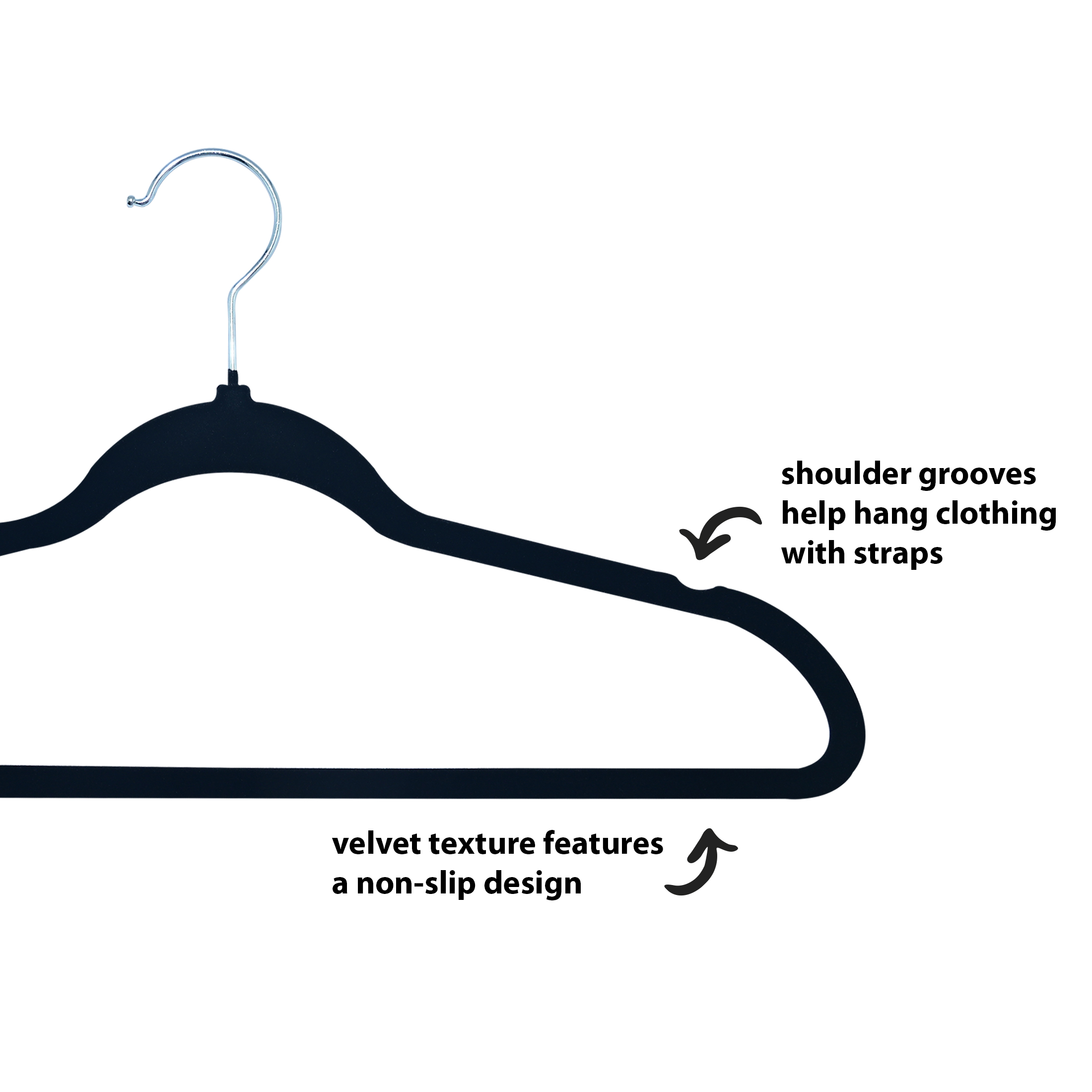 ClosetSelect Velvet Hangers, Black 50 Count