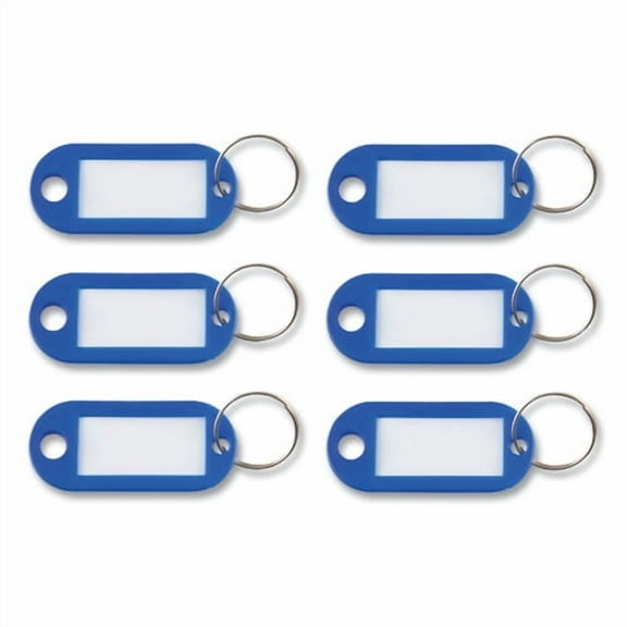 Key Tags Label Window, 0.88 X 0.19 X 2, Dark Blue, 6/pack | Bundle of 2