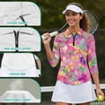 thumbnail image 6 of Uorisanigo Colorful Butterflies Women's Golf Top Comfortable Versatile Women's Dry-Fit Golf Polo Shirts Casual Fashion 1/4 Zipper Athletic Tops with 3/4 Sleeve for Workout Sports Size M, 6 of 7