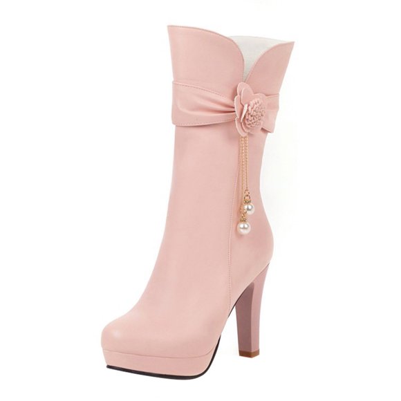 jovati Autumn And Winter Waterproof Platform Highheeled Flower Fringed Womens Boots