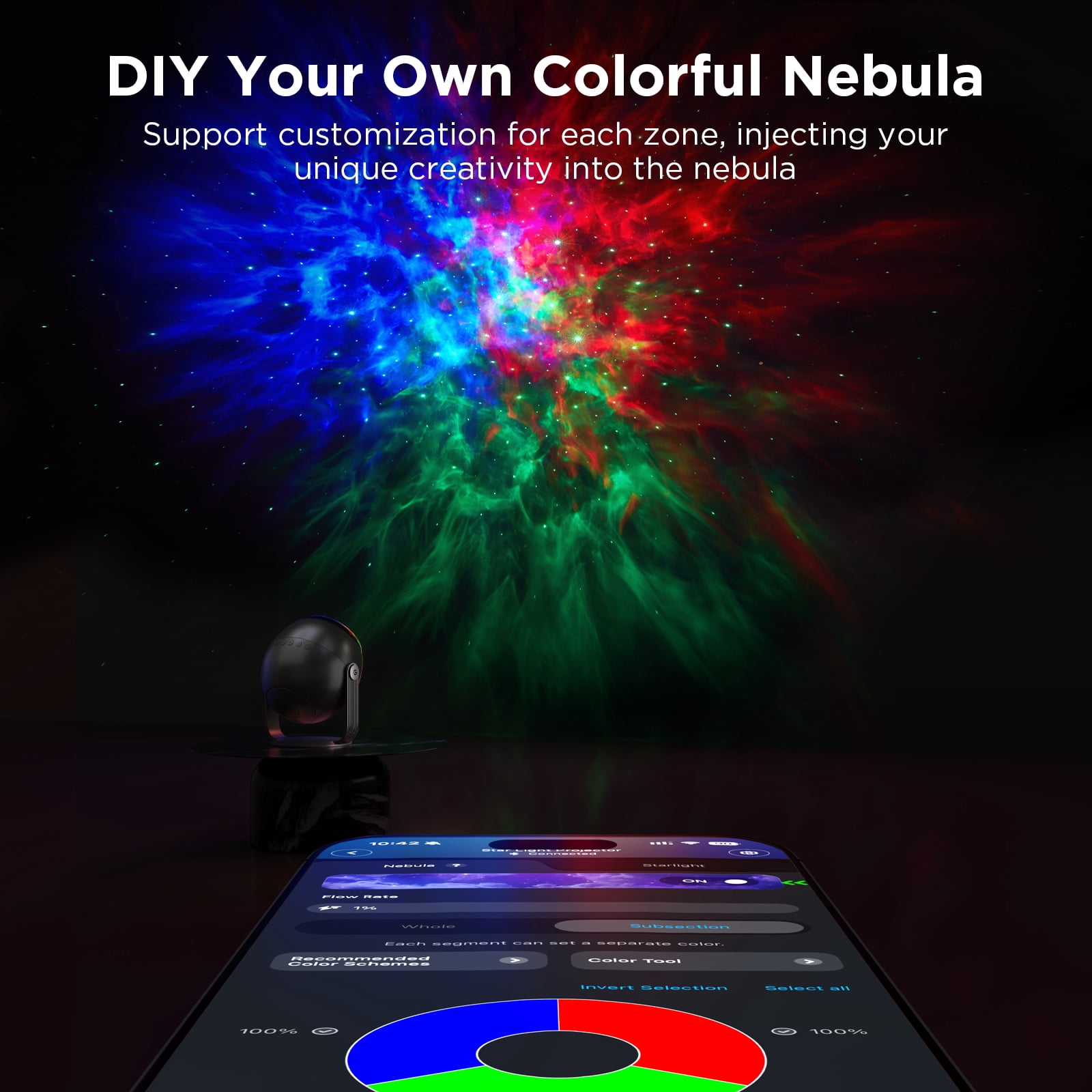 Govee Star Light Projector with 3 Aurora Flowing Effects, Works with Matter, Alexa and Google Assistant, 52 Scene Modes, 18 White Noise Options, LED Night Light Projector for Bedroom, Without Plug