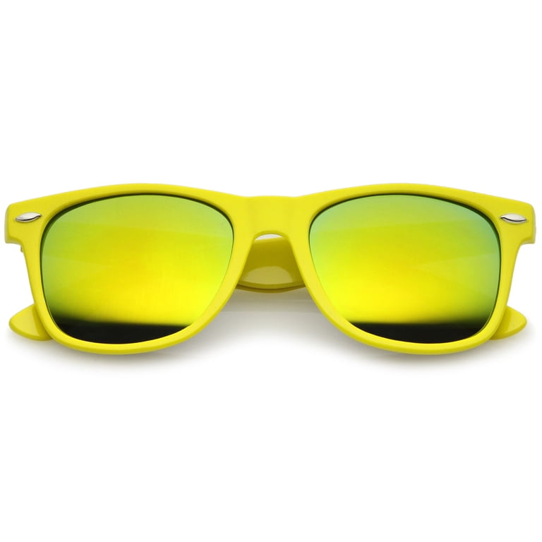 Retro Large Square Colored Mirror Lens Horn Rimmed  display picture 2