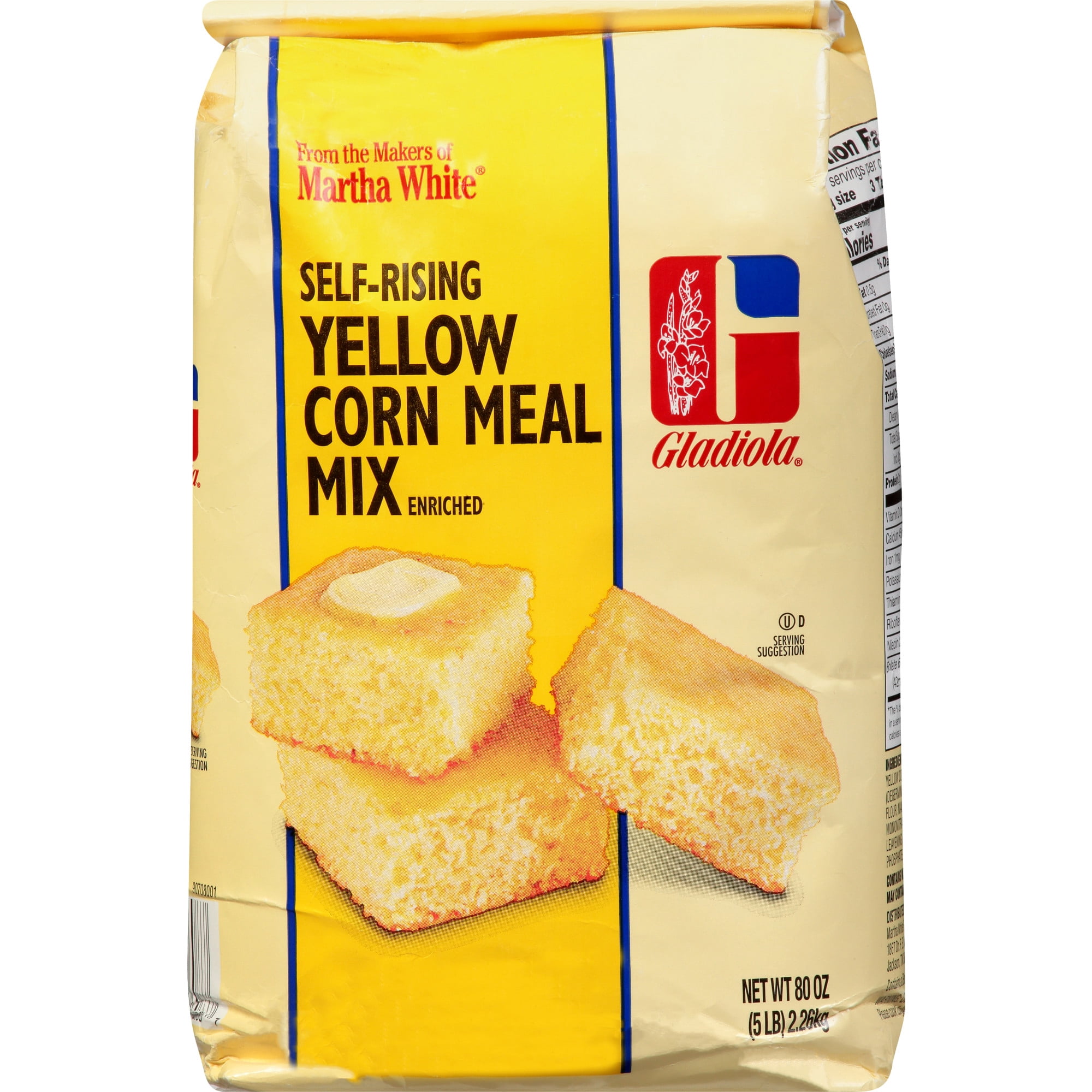 (3 pack) Martha White Gladiola Self Rising Yellow Corn Meal Mix, 5 Lb Bag