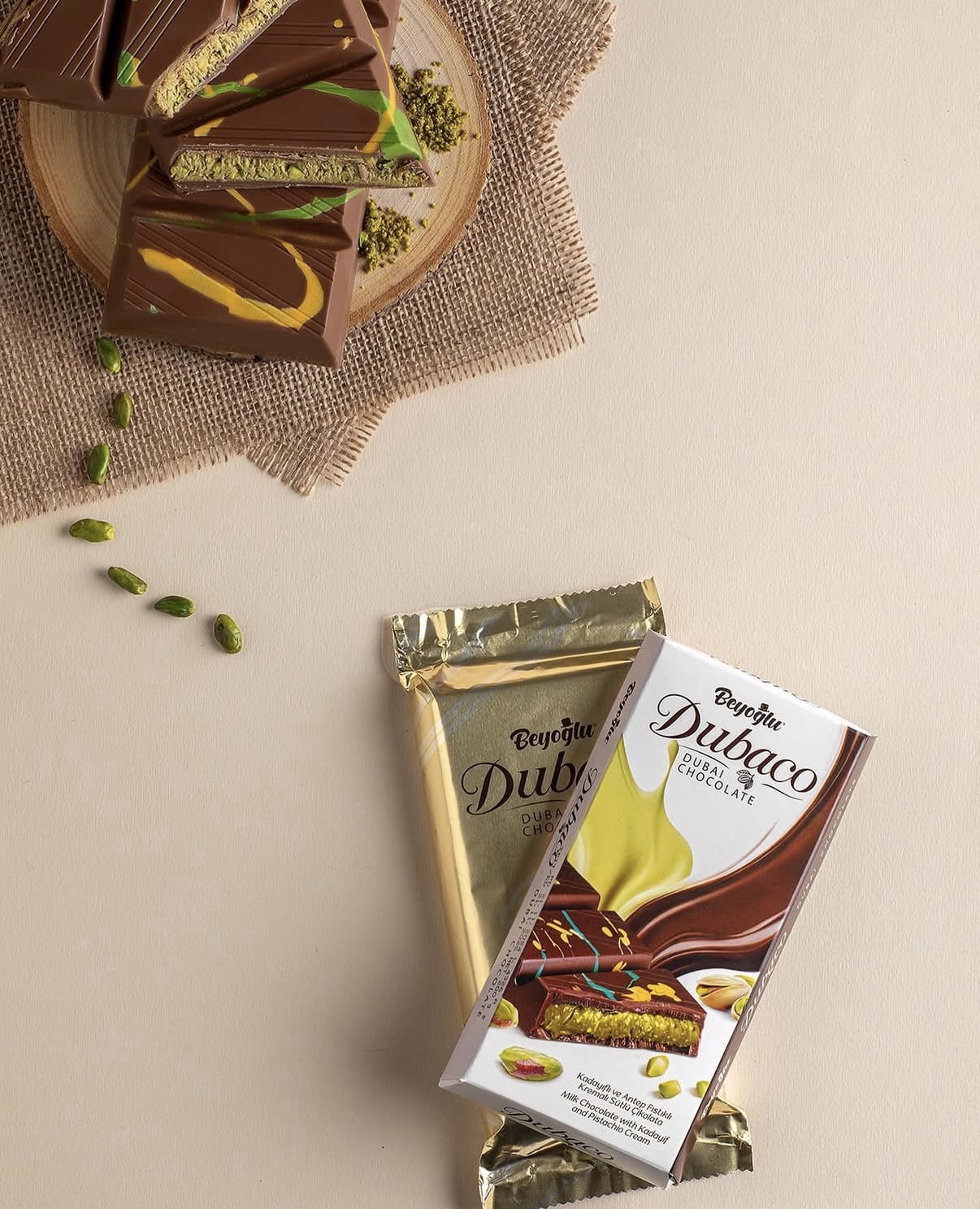 Dubai & Istanbul Chocolate Mix Bar – Pistachio Dubai Chocolate and Hazelnut Kataifi Istanbul Chocolate, 3.28 oz (93 g)
