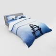 thumbnail image 3 of Ambesonne Nautical Bedding Set 3 Pcs, Old Jetty Blue Sky, Twin, Blue White Brown, 3 of 3