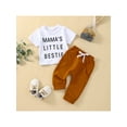 thumbnail image 2 of Qmyliery Baby Boys Summer Clothes Letter Print Short Sleeve T-shirt Tops with Stretch Casual Drawstring Pants Set, 2 of 9