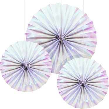 Iridescent Paper Fans Party Decoration 14" in x 14" in 3 Count by Way to Celebrate