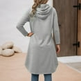 thumbnail image 3 of Plain Hoodie Dress for Women 2025 Fall Winter Long Sleeve Casual Hooded Sweatshirt with Pockets Pullover Tops, 3 of 7