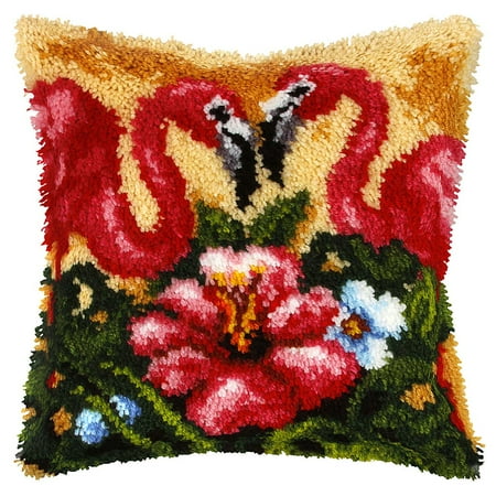 Orchidea Fab Flamingos Pillow Latch Hook Kit Walmart Com
