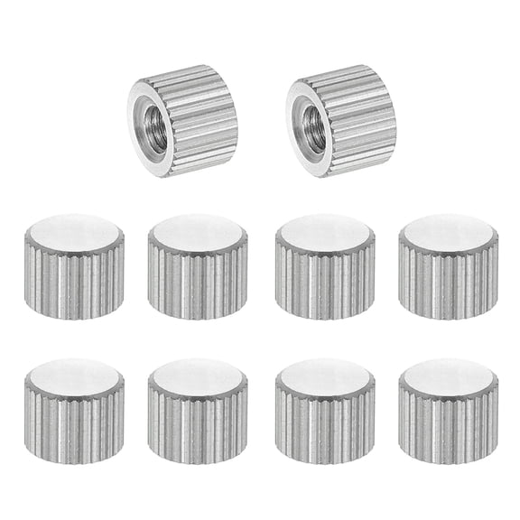 M4 Knurled Thumb Nuts, 10pcs 304 Stainless Steel Flat Head Blind Hole Round Knob Fasteners Screw Cap for 3D Printer Parts, D8mm x H6mm
