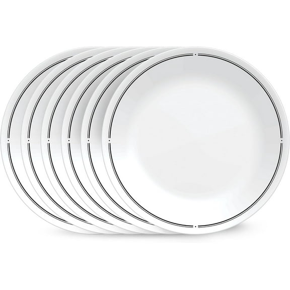 Vitrelle 6.75" Salad Appetizer Plate Set, Triple Layer Glass and Chip Resistant, Lightweight Round Plates, 6-Piece Brasserie