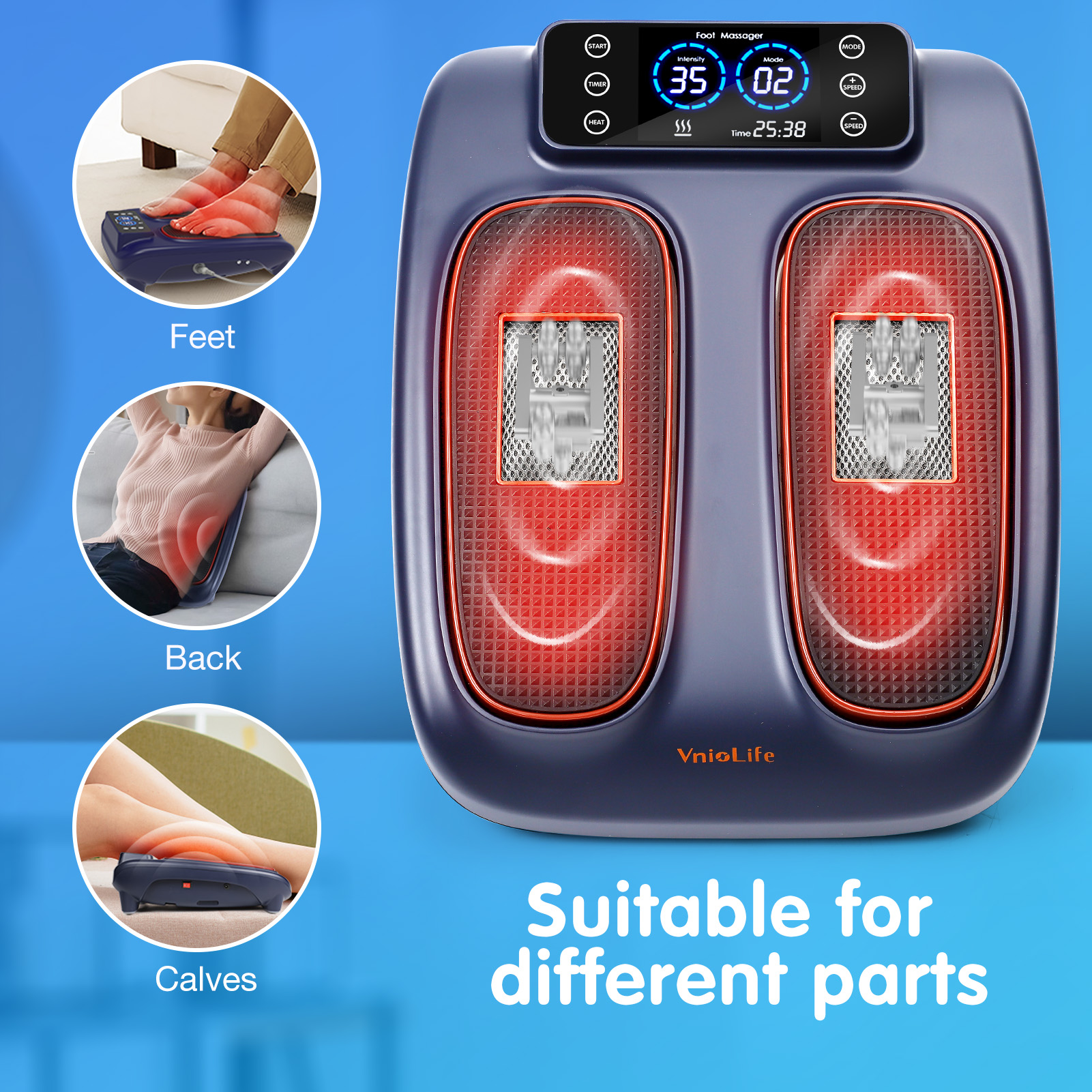 Electric Foot Massager with Heat for Neuropathy Plantar Fasciitis Pain FSA HSA Eligible Vibration Shiatsu Heated Foot Massager Pain Circulation Feet Massager for Pain Relief Improve Muscle Relaxation