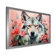 thumbnail image 2 of Designart "Boho Wolf in Pink and Green IV" Animals Framed Wall Art Decor - Modern Farmhouse Green Wolf Hallway Framed Wall Art Decor, 2 of 6