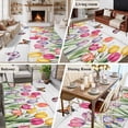 thumbnail image 5 of Area Rug for Living Room, Tulips Spring Floral Non-Slip Indoor Large Carpet for Bedroom/Dining Room, Pastoral Flowers Butterfly Wooden Washable Low-Profile Rectangle Floor Runner Rugs - 6 x 9 Ft, 5 of 7