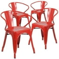 thumbnail image 1 of Commercial Grade 4 Pack Red Metal Indoor-Outdoor Chair with Arms, 1 of 9