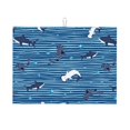 thumbnail image 1 of Balery Sharks on White Blue Striped Alfombrilla de Secado para Cocina, 18x24 Pulgadas, Súper Absorbente para Platos y Encimeras, 1 of 7